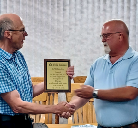 Bill Ley Receives Retirement Award From Town Council President Paul Shepherd